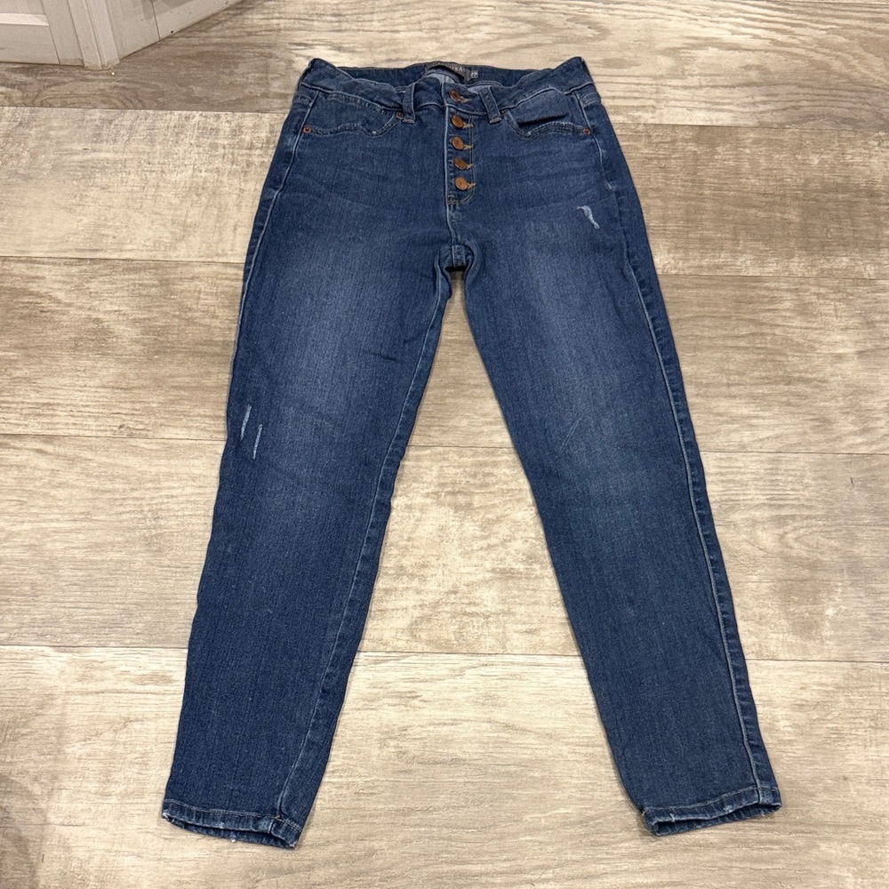 Just USA Dark Blue Skinny Jeans with Button Detail
